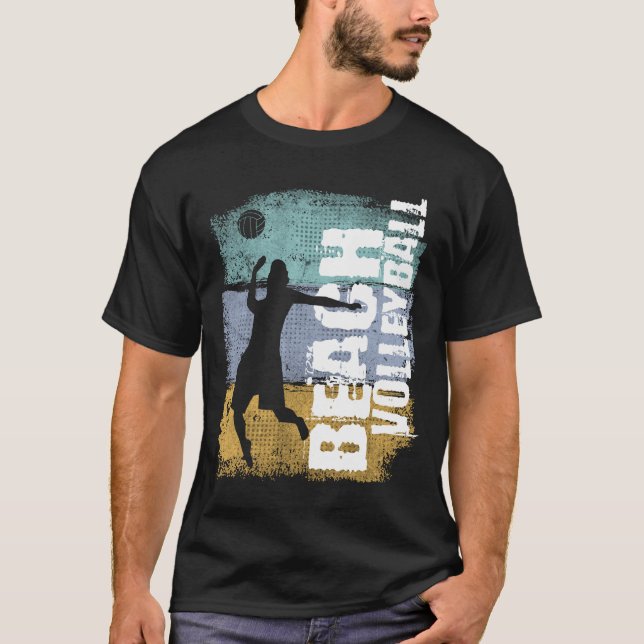 Beach Volleyball Vintag Retro Volleyball Player T-Shirt (Vorderseite)