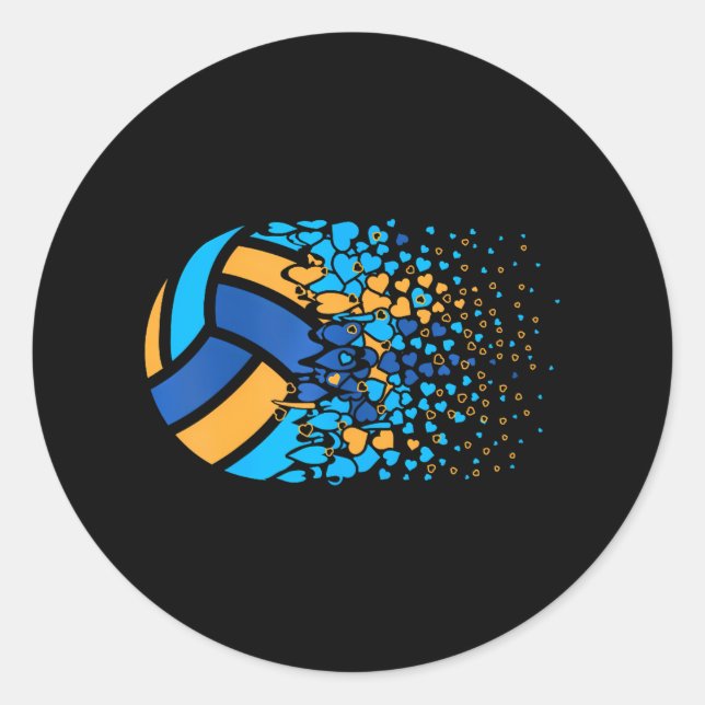 Beach Volleyball Volleyball Herz Runder Aufkleber (Vorderseite)