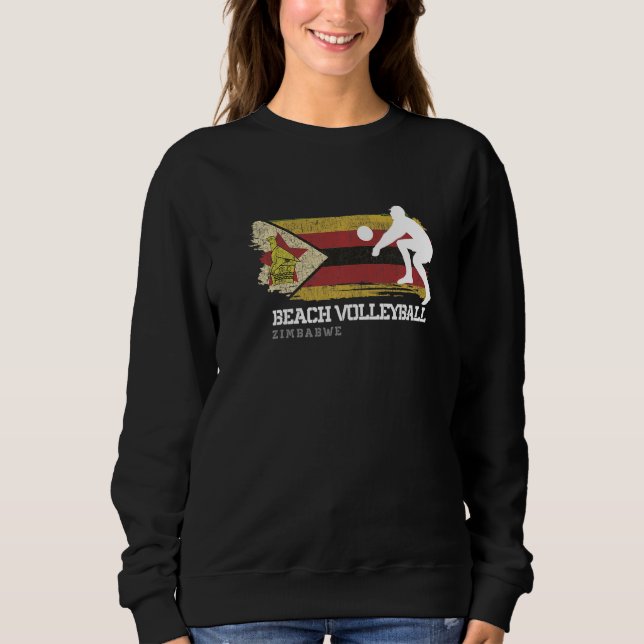 Beach Volleyball Zimbabwe Flag Liebe Volleyball Pl Sweatshirt (Vorderseite)
