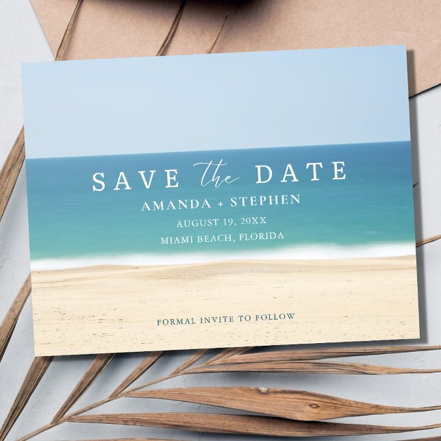 Beach Vow Renewal Save the Date Ankündigungspostkarte (Beach Vow Renewal Save The Date Postcard)