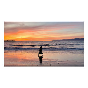 Beach Walking at Sunset - Sunset Beach, CA Fotodruck