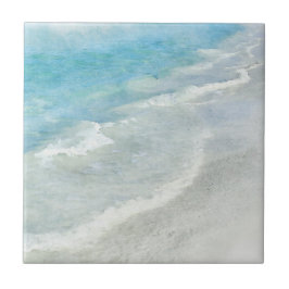 Beach Watercolor - Aquamarine blaue Waves an der K Fliese
