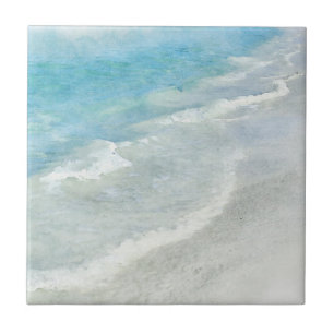 Beach Watercolor - Aquamarine blaue Waves an der K Fliese