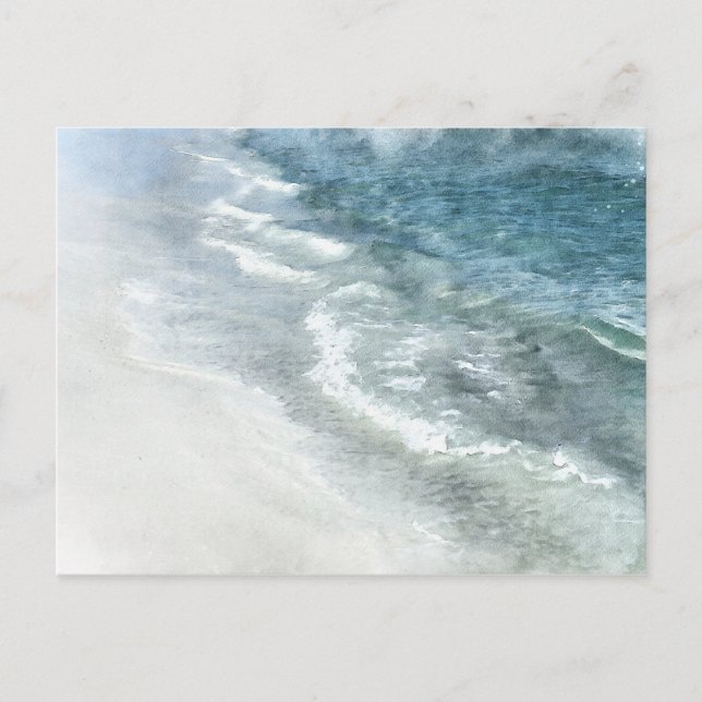 Beach Watercolor - Aquamarine dunkelblaue Waves an Postkarte (Vorderseite)
