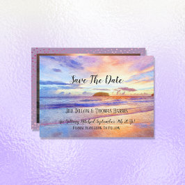 Beach Watercolor Sonnenaufgang Save the Date Foto Einladung