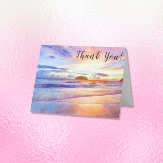Beach Watercolor Sunrise Vielen Dank Dankeskarte