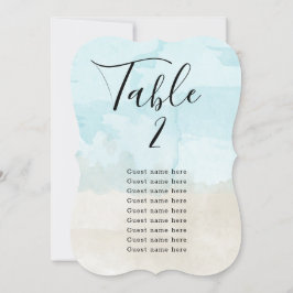 Beach Watercolor Tischnummer card + Gästennamen