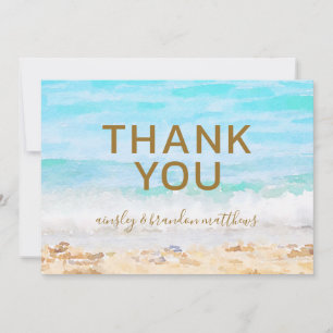 Beach Watercolor Wedding Blank Danke Karte