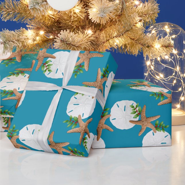 Beach Wath Sand Dollar Starfish Weihnachten Geschenkpapier (Feiertage)