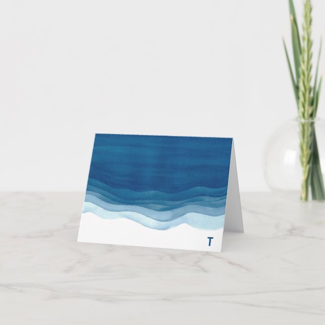 Beach Waves auf der Shore Monogram Note Card Karte (Vorderseite)