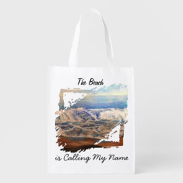 Beach Waves Blue Personalize Wiederverwendbare Einkaufstasche