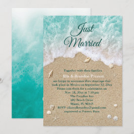 Beach Waves Just Married Post Wedding Einladung
