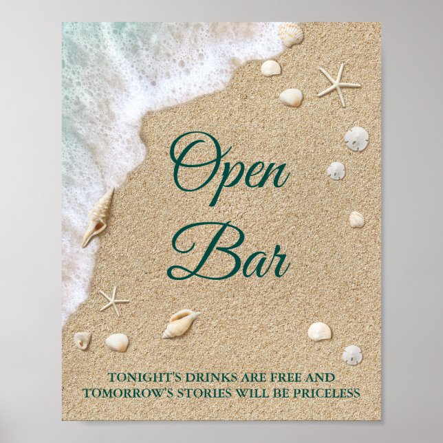 Beach Waves Open Bar Poster (Vorne)