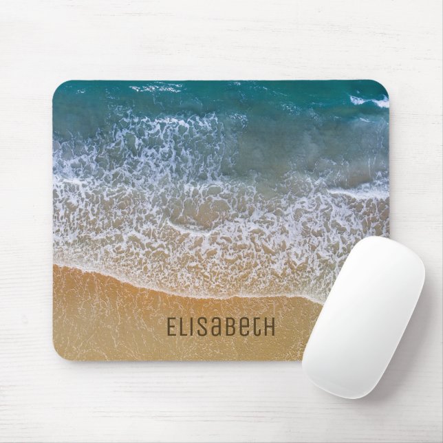 Beach Waves Sand Shore Personalize Mousepad (Mit Mouse)