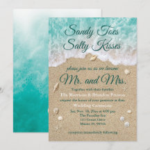Beach Waves Sandy Toes Salty Kisses Wedding Invite