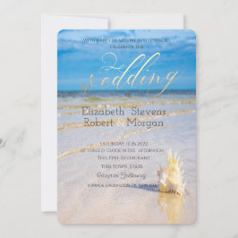 Beach Waves Seashell Wedding Einladung