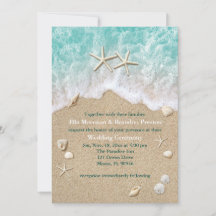 Beach Waves & Starfish Hochzeitseinladung