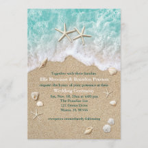 Beach Waves & Starfish Hochzeitseinladung