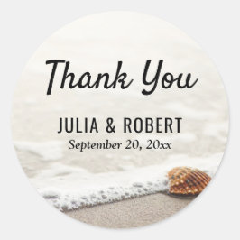 Beach Waves Wedding Danke Runder Aufkleber
