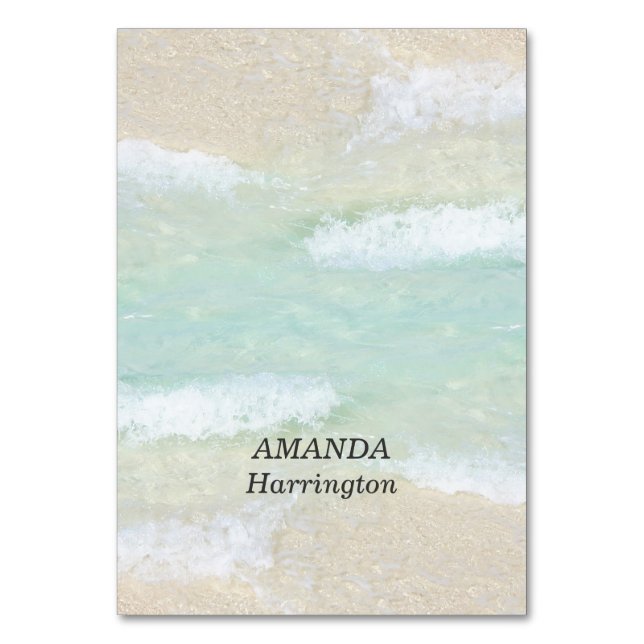 Beach Waves Zartierte Platzkarten Tischnummer (Vorderseite)