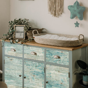 Beach Weathered Wood Ocean Blue Crackle Decoupage Seidenpapier