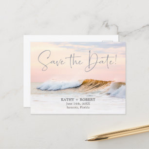 BEACH WEDD SAVE THE DATE POSTCARD   OCEAN WAVES POSTKARTE