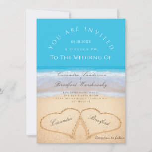 Beach Wedding 2 Herz in the Sand Wedding Invi Einladung
