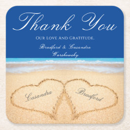 Beach Wedding 2 Herz in the Sand Wedding Rechteckiger Pappuntersetzer