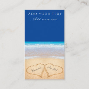 Beach Wedding 2 Herz Sand Dark Blue Begleitkarte