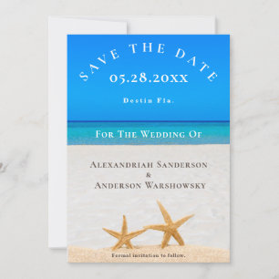 Beach Wedding 2 Starfish in Sand Save the Date Einladung