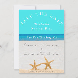 Beach Wedding 2 Starfish in Sand Save the Date Inv Einladung
