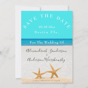 Beach Wedding 2 Starfish in Sand Save the Date Inv Einladung