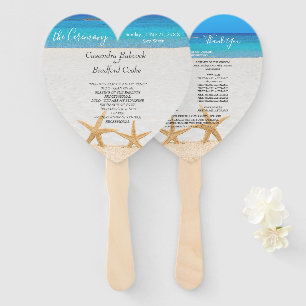 Beach Wedding 2 Starfish in Sand Wedding Hand Fan Fächer
