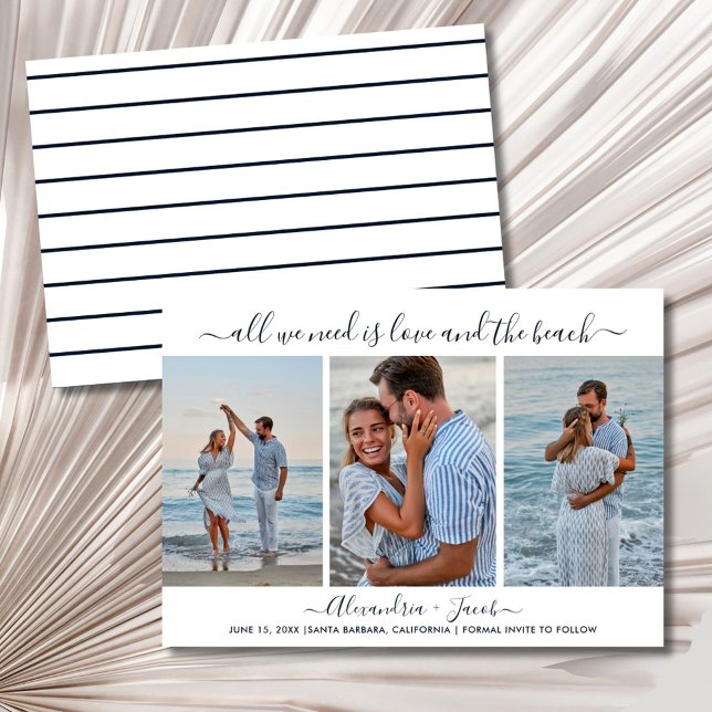 Beach Wedding 3 Photo Save the Date (Beach Wedding 3 Photo Save the Date)