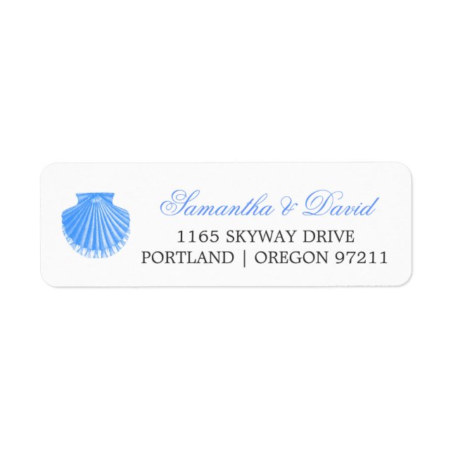 Beach Wedding Address Scallop Muschel Blue (Vorne)