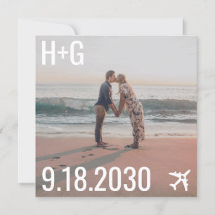 Beach Wedding Airplane Zielplatz Foto Save The Date
