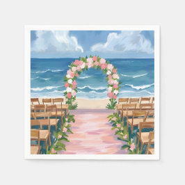 Beach Wedding Aisle Floral Watercolor Serviette