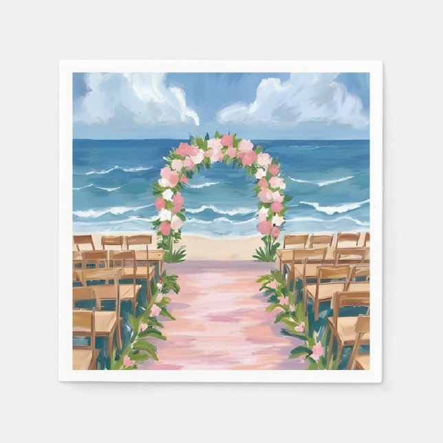 Beach Wedding Aisle Floral Watercolor Serviette (Vorderseite)