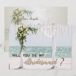 Beach Wedding Arbor Floral Bridesmaid Card Einladung