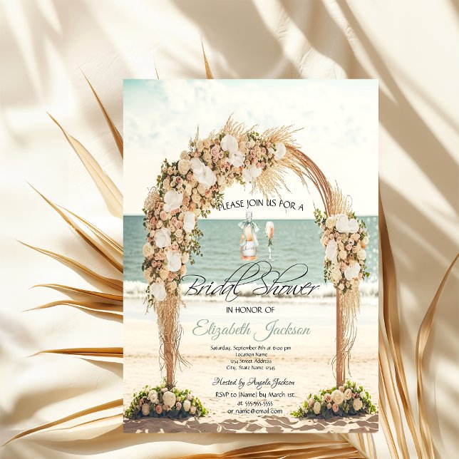 Beach Wedding Arbor Rose Einladung (Von Creator hochgeladen)