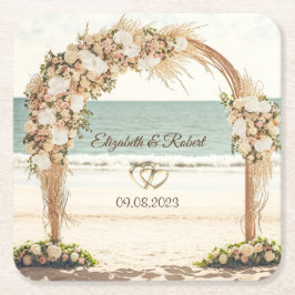 Beach Wedding Arbor Rose Rechteckiger Pappuntersetzer