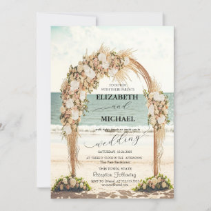 Beach Wedding Arbor Rose Script Hochzeit Einladung