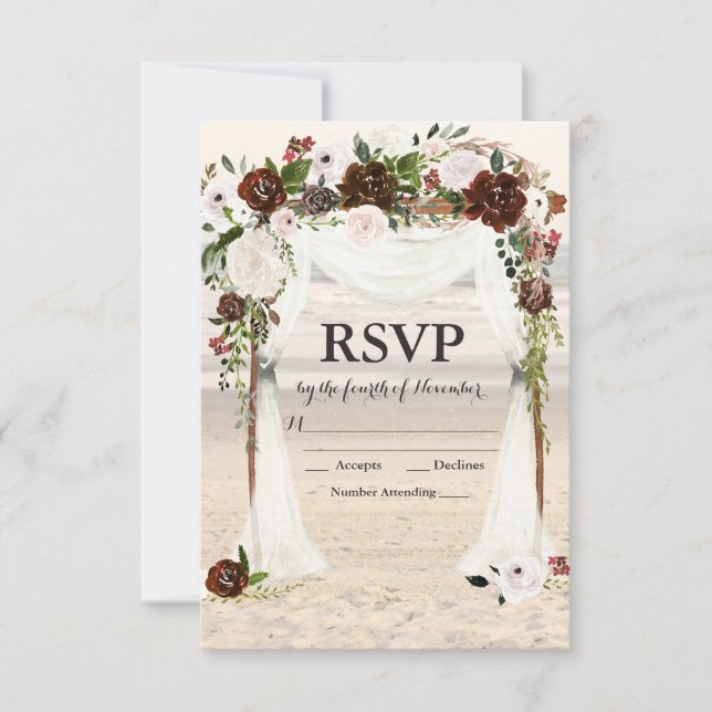 Beach Wedding Arbor RSVP Karte (Vorderseite)