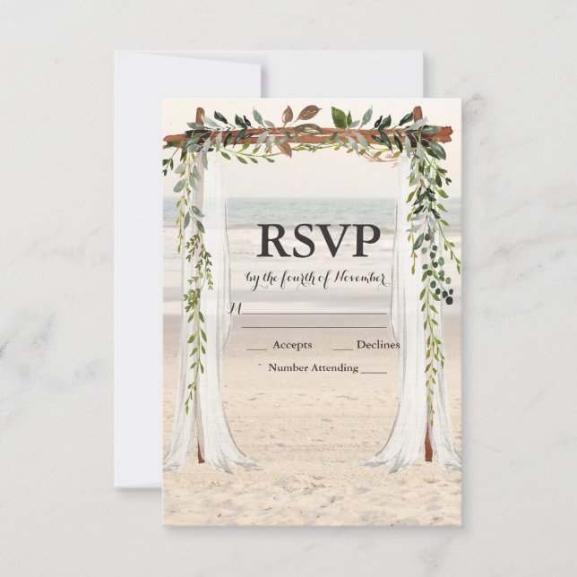 Beach Wedding Arbor RSVP Karte (Vorderseite)