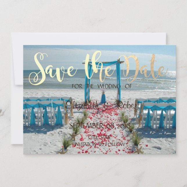 Beach Wedding Arbor Save the Date (Vorderseite)