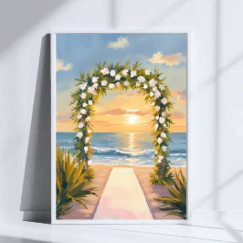 Beach Wedding Arch Floral Watercolor Art Poster