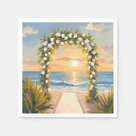Beach Wedding Arch Floral Watercolor Serviette