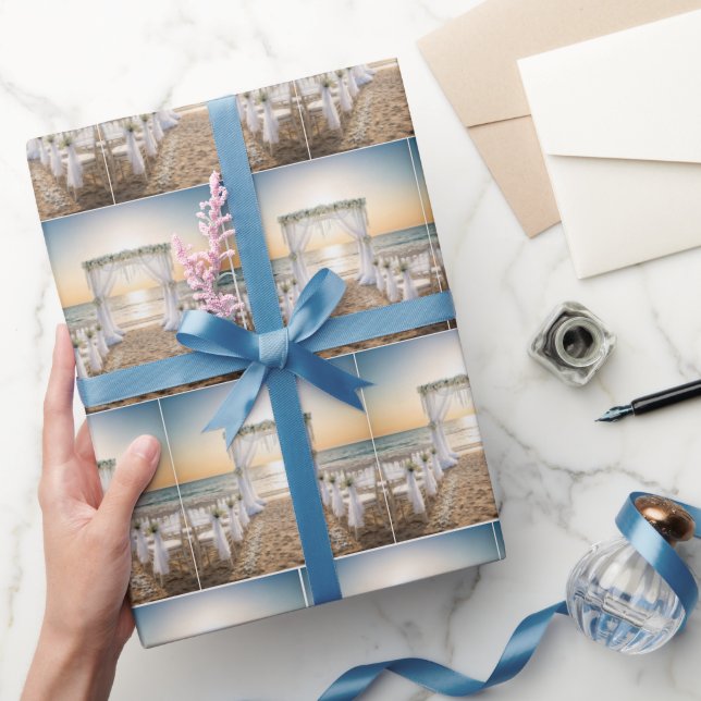 Beach Wedding Arch With Sunset Sky Geschenkpapier (Schenken)