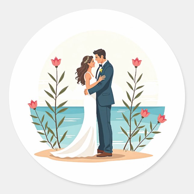 Beach Wedding Bliss Sticker (Vorderseite)