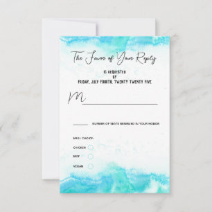 Beach Wedding Blue Waves Meal Choice Card RSVP Karte